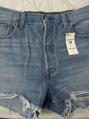Levi's Light Blue Distressed Denim Cutoff Shorts